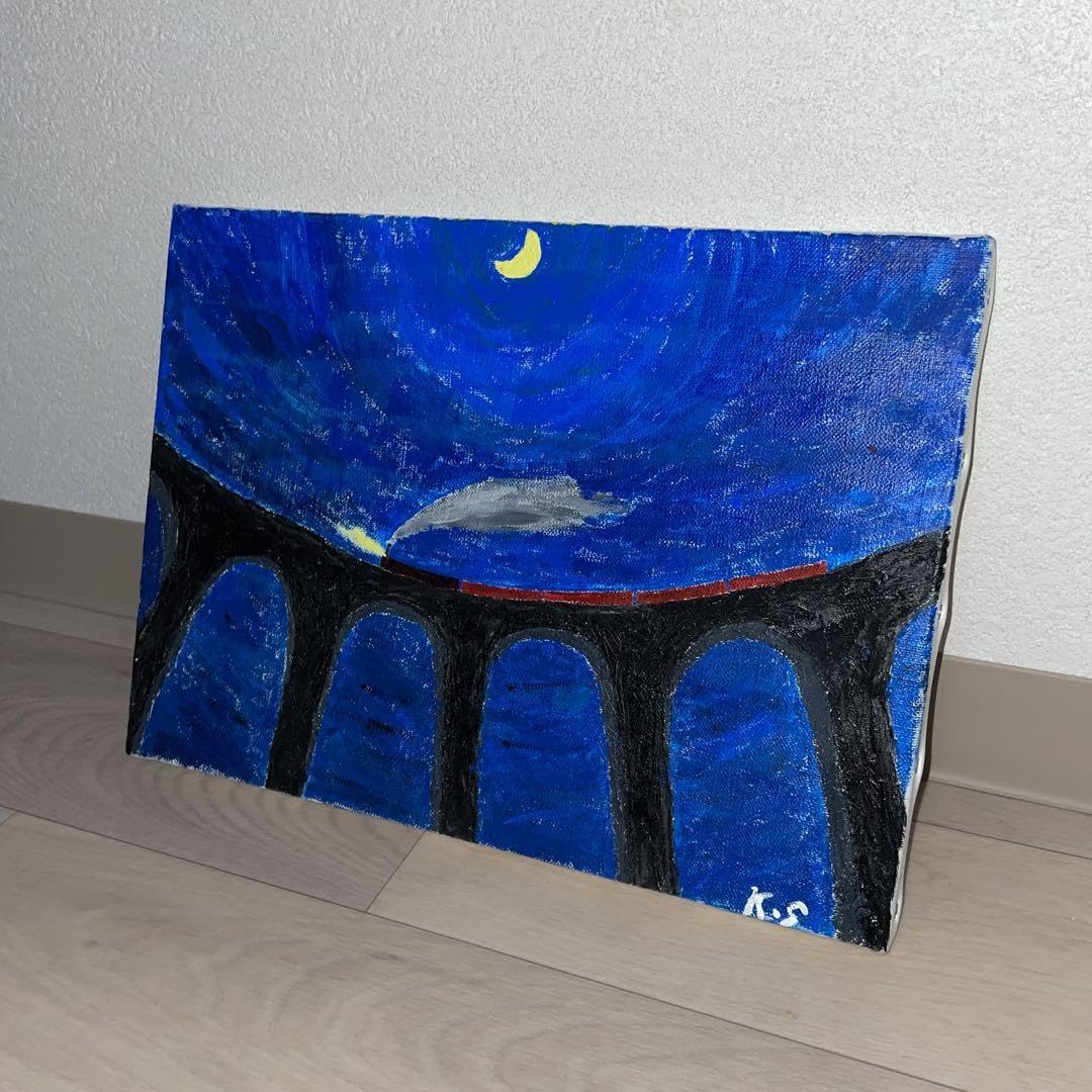 Amazon.co.jp: 絵 美術 銀河鉄道の夜 風景画 油絵 月夜 : おもちゃ